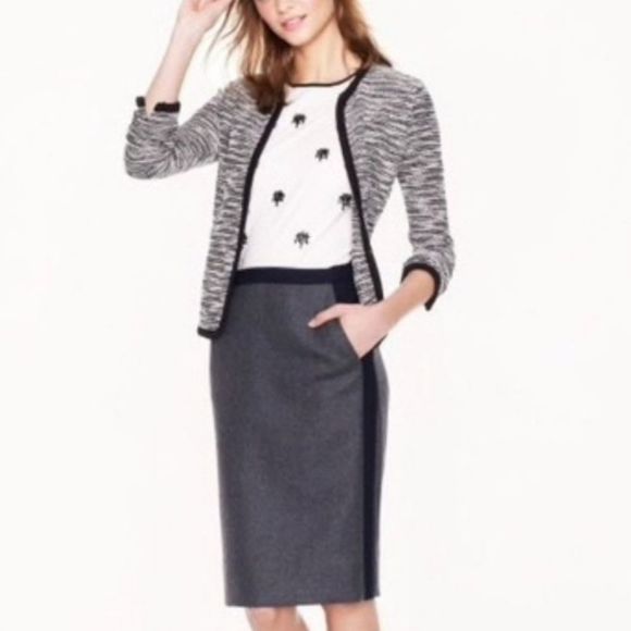 New J. Crew "The Pencil Skirt" Grey & Navy Size 0